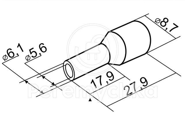 Наконечник втулковий з ізоляцією НТ 16-18 Червоний ASCO-VTUL-НТ-16/18_RED фото