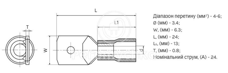Роз'єм &ldquo;папа&rdquo; MDD 5,5-250 (4-6/6,3-0,8) жовтий TNS-ROZM-MDD-5,5/250 фото